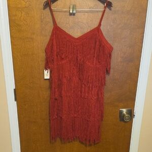 Idyllwind Rust Red V-Neck Dress